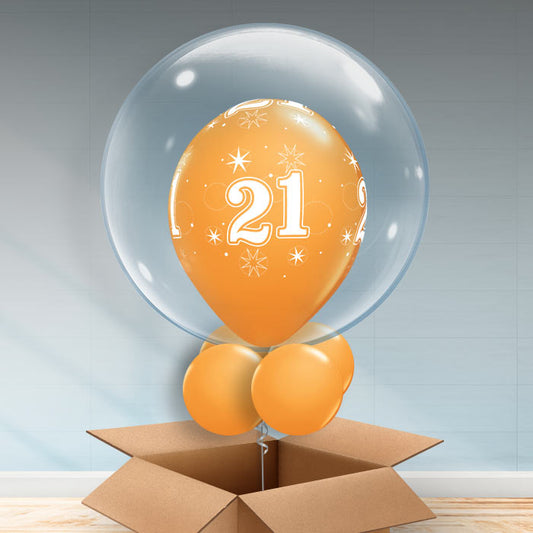 Personalisable Orange 21st Birthday Bubble Balloon - Bubble Balloon | Party Save Smile