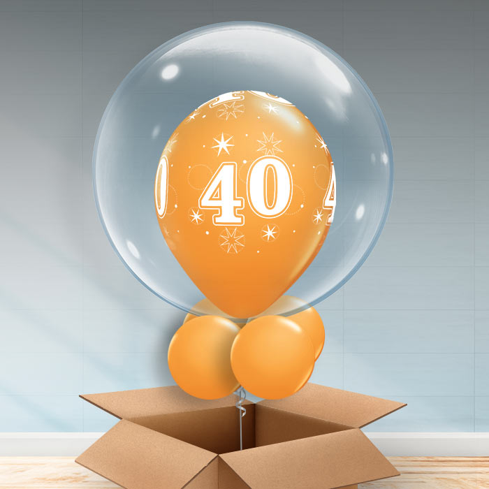 Personalisable Orange 40th Birthday Bubble Balloon - Bubble Balloon | Party Save Smile