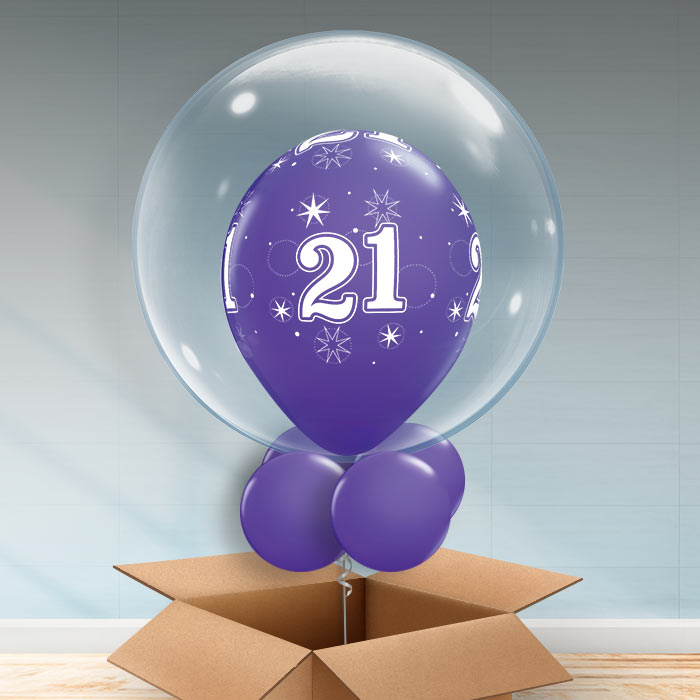 Personalisable Purple 21st Birthday Bubble Balloon - Bubble Balloon | Party Save Smile