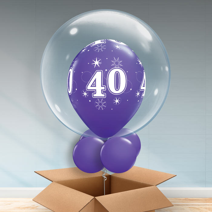 Personalisable Purple 40th Birthday Bubble Balloon - Bubble Balloon | Party Save Smile
