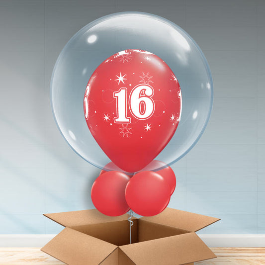 Personalisable Red 16th Birthday Bubble Balloon - Bubble Balloon | Party Save Smile