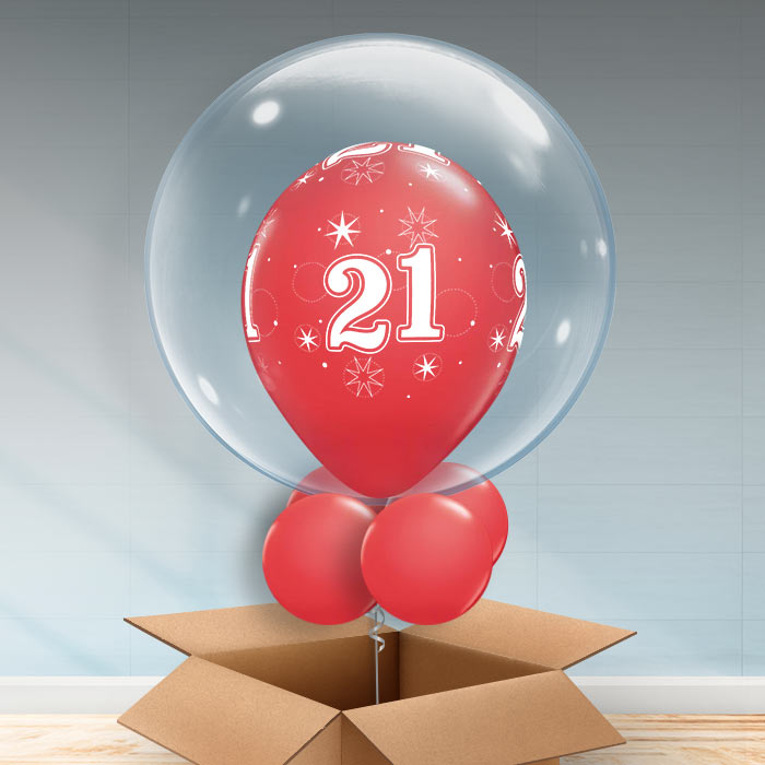 Personalisable Red 21st Birthday Bubble Balloon - Bubble Balloon | Party Save Smile