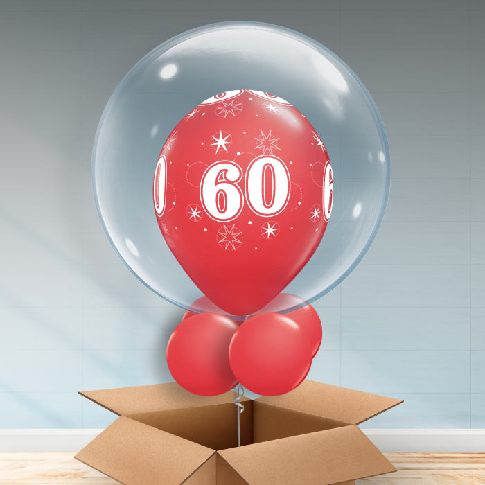 Personalisable Red 60th Birthday Bubble Balloon - Bubble Balloon | Party Save Smile