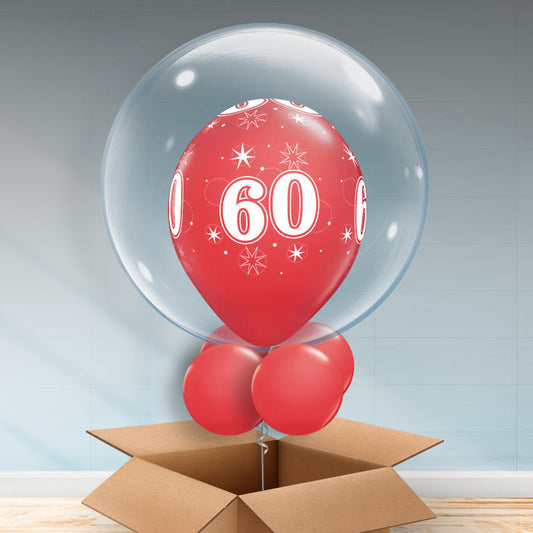 Personalisable Red 60th Birthday Bubble Balloon - Bubble Balloon | Party Save Smile