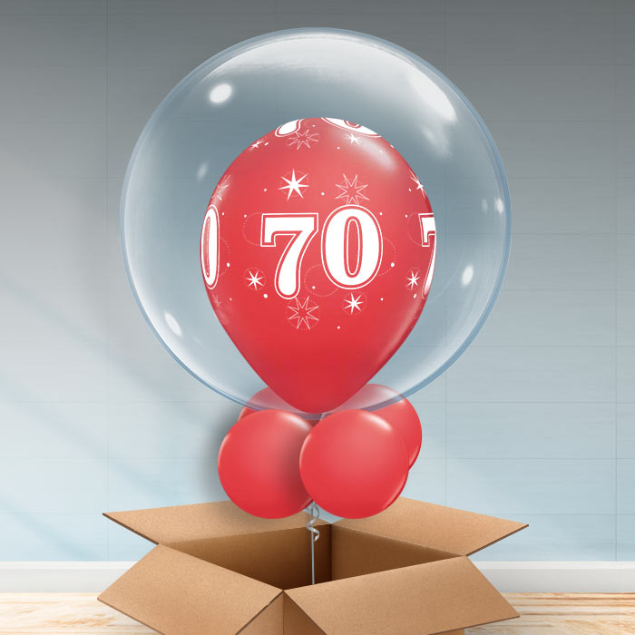 Personalisable Red 70th Birthday Bubble Balloon - Bubble Balloon | Party Save Smile