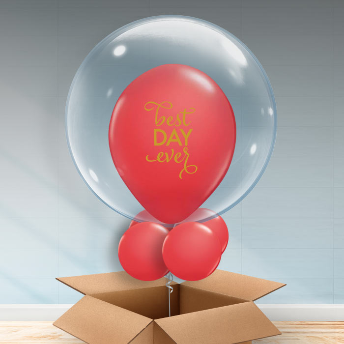 Personalisable Red Best Day Ever Bubble Balloon - Bubble Balloon | Party Save Smile
