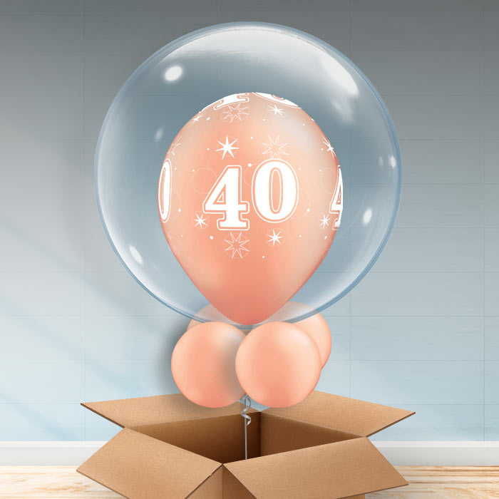 Personalisable Rose Gold 40th Birthday Bubble Balloon - Bubble Balloon | Party Save Smile