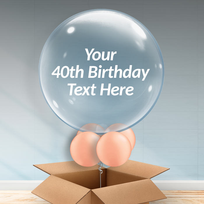 Personalisable 40th Helium Balloon - Rose Gold - Bubble Balloon | Party Save Smile