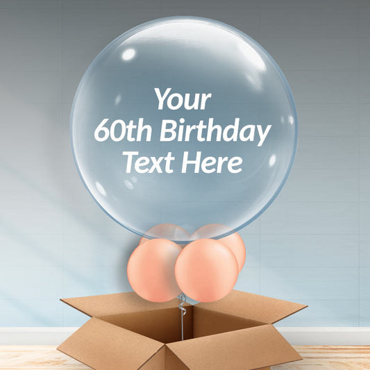 Personalisable 60th Balloons - Rose Gold - Bubble Balloon | Party Save Smile
