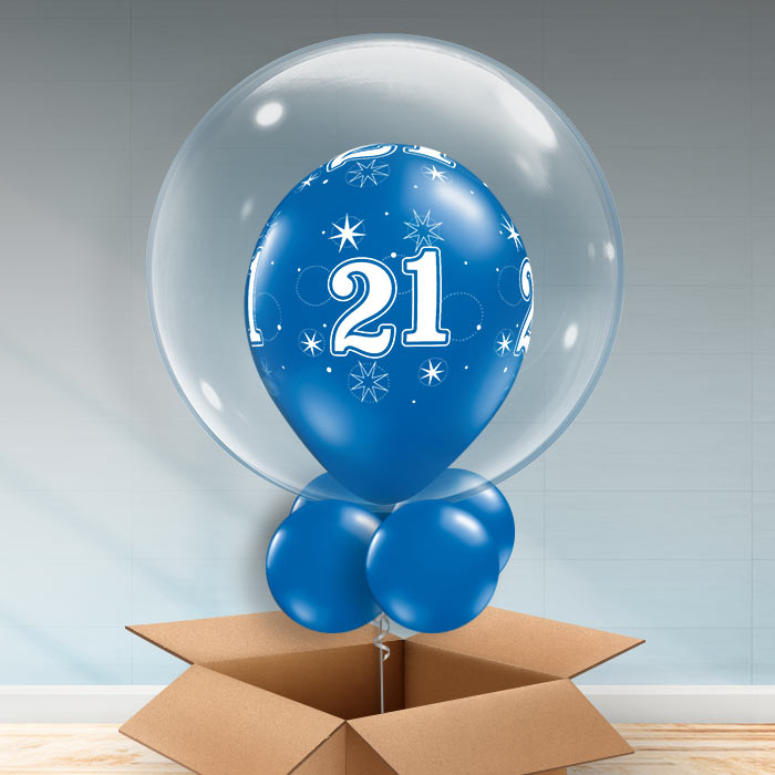 Personalisable Sapphire Blue 21st Birthday Bubble Balloon - Bubble Balloon | Party Save Smile