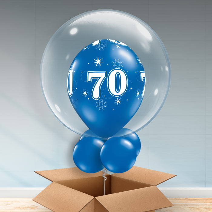 Personalisable Sapphire Blue 70th Birthday Bubble Balloon - Bubble Balloon | Party Save Smile