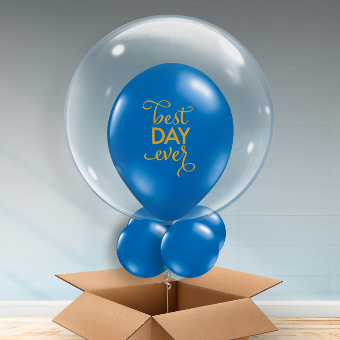 Personalisable Sapphire Blue Best Day Ever Bubble Balloon - Bubble Balloon | Party Save Smile