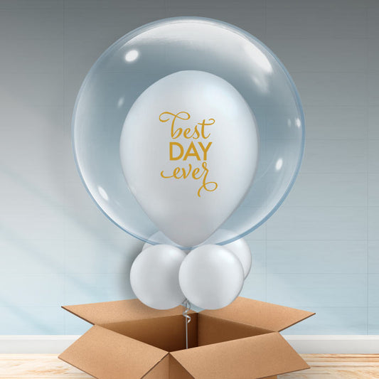 Personalisable Silver Best Day Ever Bubble Balloon - Bubble Balloon | Party Save Smile