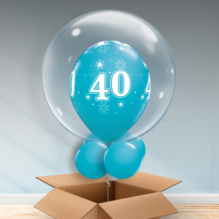 Personalisable Teal Blue 40th Birthday Bubble Balloon - Bubble Balloon | Party Save Smile