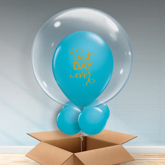 Personalisable Teal Blue Best Day Ever Bubble Balloon - Bubble Balloon | Party Save Smile