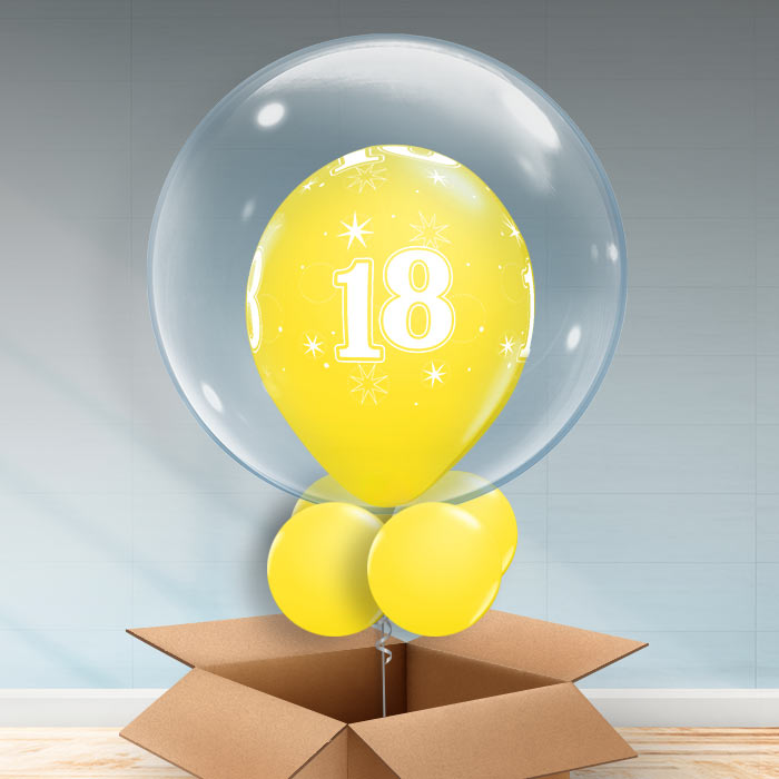 Personalisable Yellow 18th Birthday Bubble Balloon - Bubble Balloon | Party Save Smile