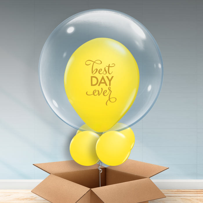 Personalisable Yellow Best Day Ever Bubble Balloon - Bubble Balloon | Party Save Smile