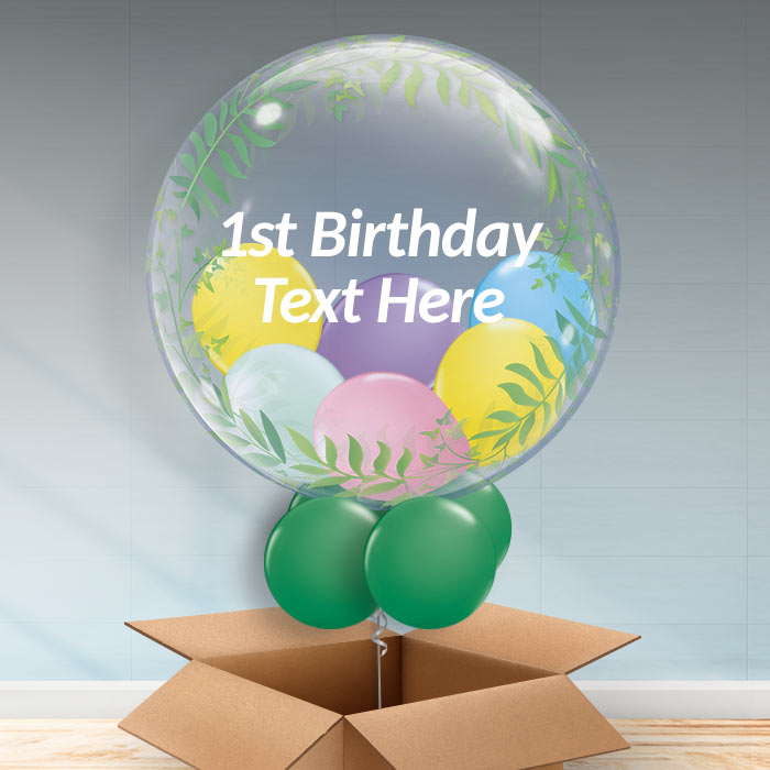 Floral 1st Birthday Personalisable Bubble Balloon Delivered - Bubble Balloon | Party Save Smile
