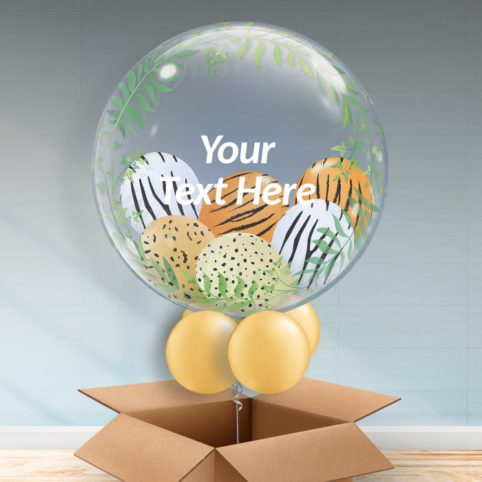 Personalisable Safari Balloon in a Box - Bubble Balloon | Party Save Smile