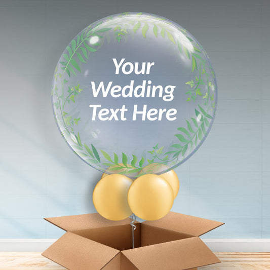 Greenery Personalisable Wedding Balloons in a Box - Bubble Balloon | Party Save Smile