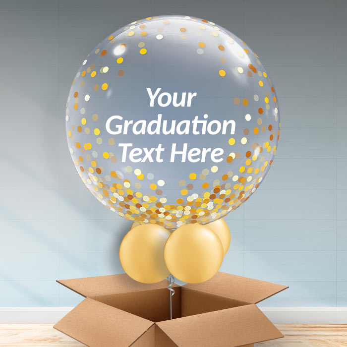 Gold Dots Personalisable Graduation Balloons - Bubble Balloon | Party Save Smile
