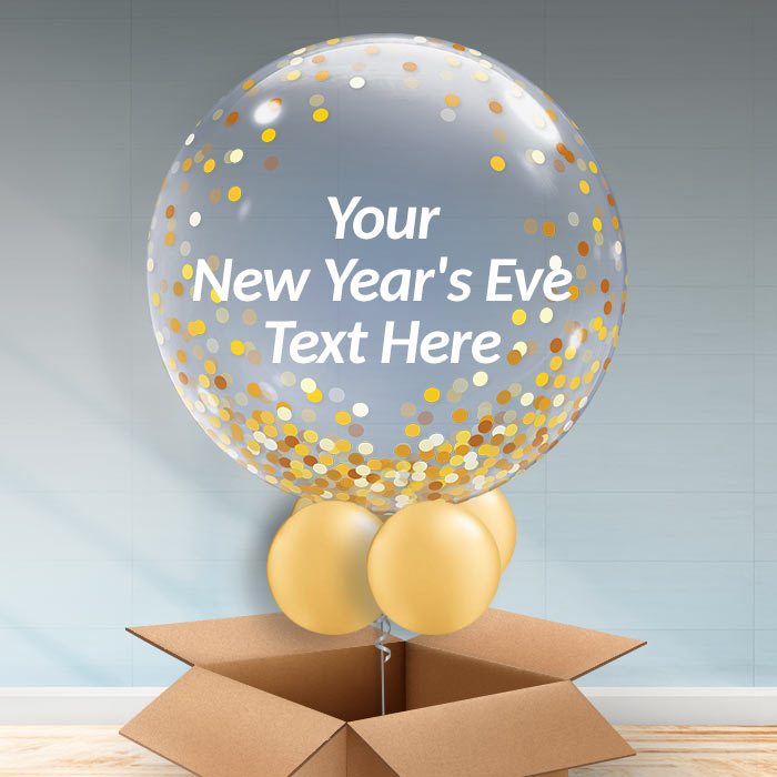 Personalisable Gold Dots New Years Eve Balloons - Bubble Balloon | Party Save Smile