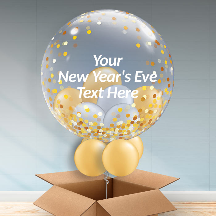 Personalisable Silver & Gold New Year Balloon - Bubble Balloon | Party Save Smile
