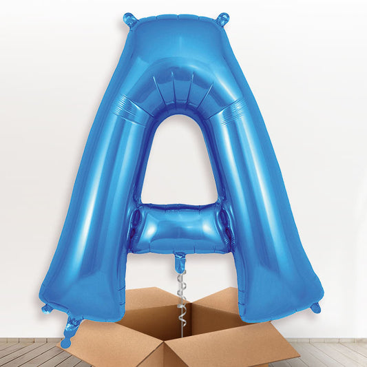 Personalised Letter A Helium Balloon in a Box - Blue - Giant Letter | Party Save Smile