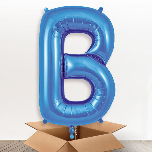 Personalised Helium Balloon Letter B in a Box - Blue - Giant Letter | Party Save Smile