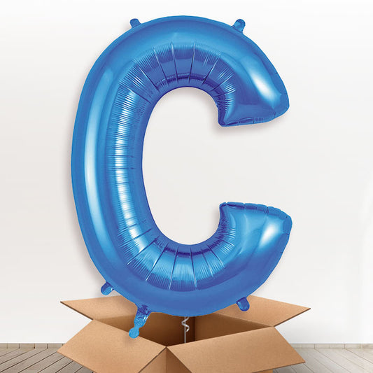 Personalised C Shaped Helium Balloon in a Box - Blue - Giant Letter | Party Save Smile