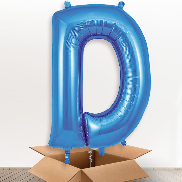 Personalised D Helium Balloon in a Box - Blue - Giant Letter | Party Save Smile