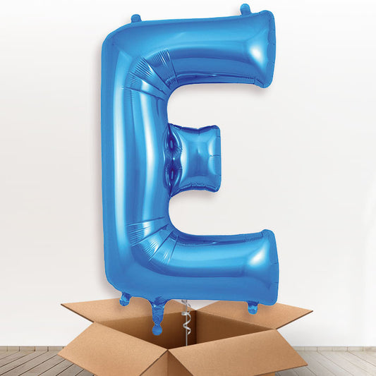 Personalised E Helium Balloon in a Box - Blue - Giant Letter | Party Save Smile