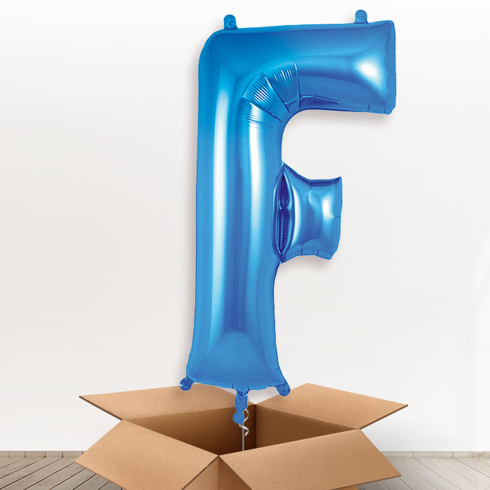 Personalised F Helium Balloon in a Box - Blue - Giant Letter | Party Save Smile