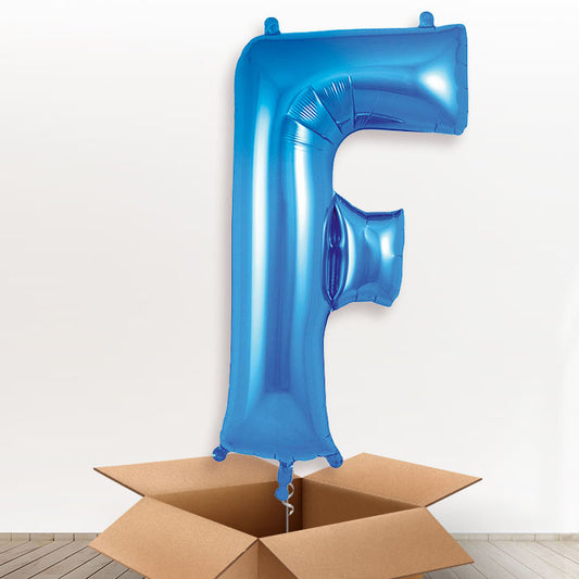 Personalised F Helium Balloon in a Box - Blue - Giant Letter | Party Save Smile