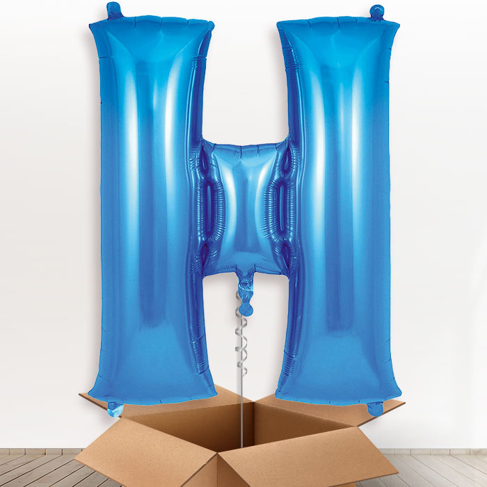 Personalised H Helium Balloon in a Box - Blue - Giant Letter | Party Save Smile