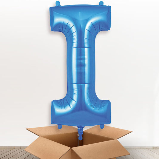 Personalised Letter I Helium Balloon in a Box - Blue - Giant Letter | Party Save Smile
