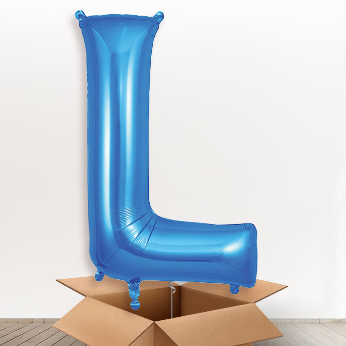 Personalised L Helium Balloon in a Box - Blue - Giant Letter | Party Save Smile