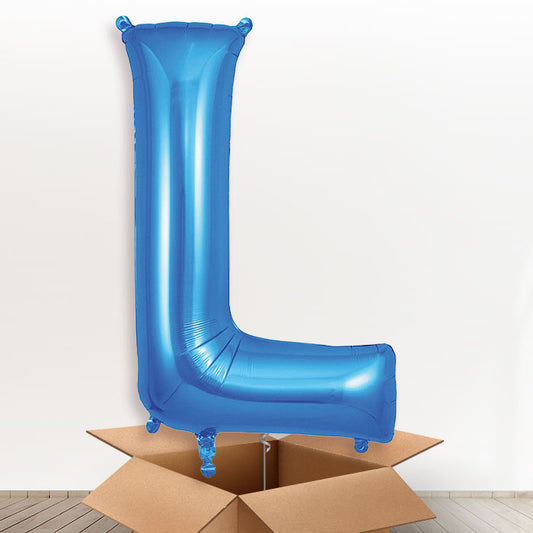 Personalised L Helium Balloon in a Box - Blue - Giant Letter | Party Save Smile