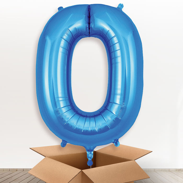 Personalised O Helium Balloon in a Box - Blue - Giant Letter | Party Save Smile