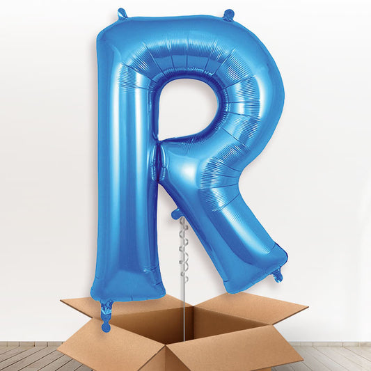 Personalised R Helium Balloon in a Box - Blue - Giant Letter | Party Save Smile