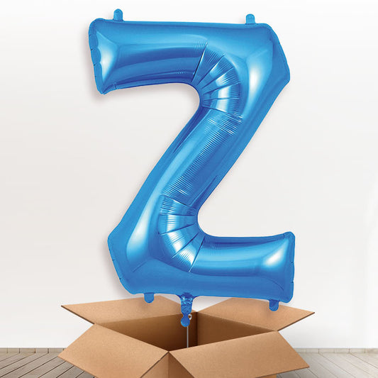 Personalised Letter Z Helium Balloon in a Box - Blue - Giant Letter | Party Save Smile