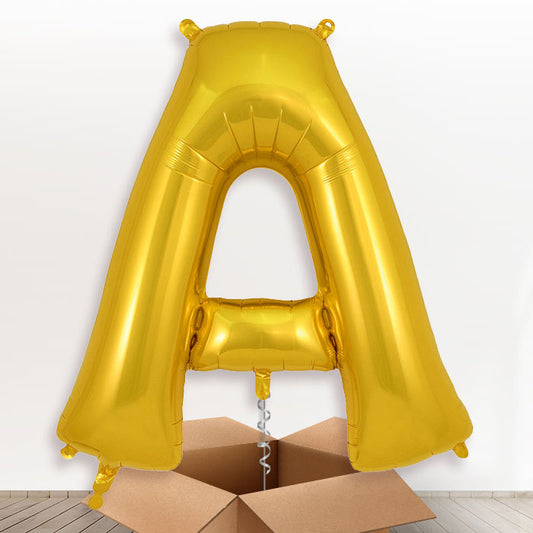 Personalised Gold A Helium Balloon in a Box - Giant Letter | Party Save Smile