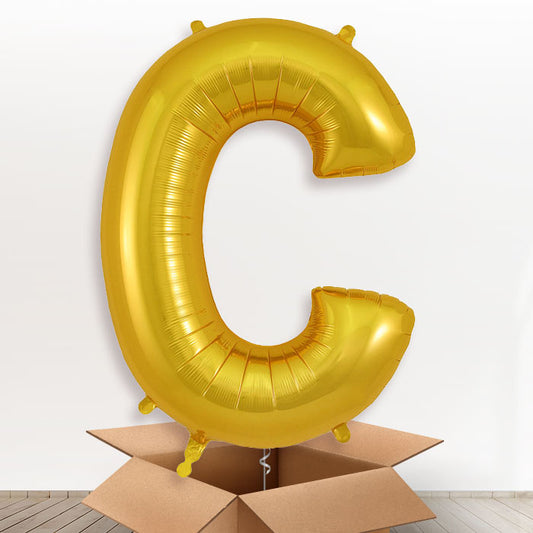 Personalised C Helium Balloon in a Box - Gold - Giant Letter | Party Save Smile