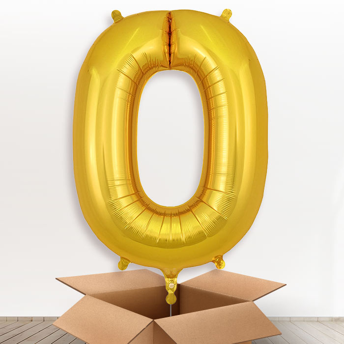 Personalised O Helium Balloon in a Box - Gold - Giant Letter | Party Save Smile