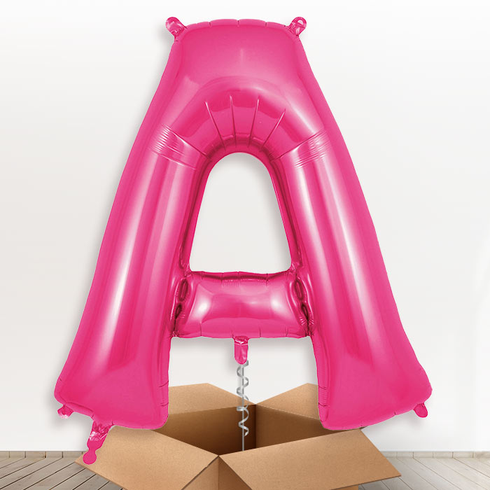 Personalised Letter A Helium Balloon in a Box - Pink - Giant Letter | Party Save Smile