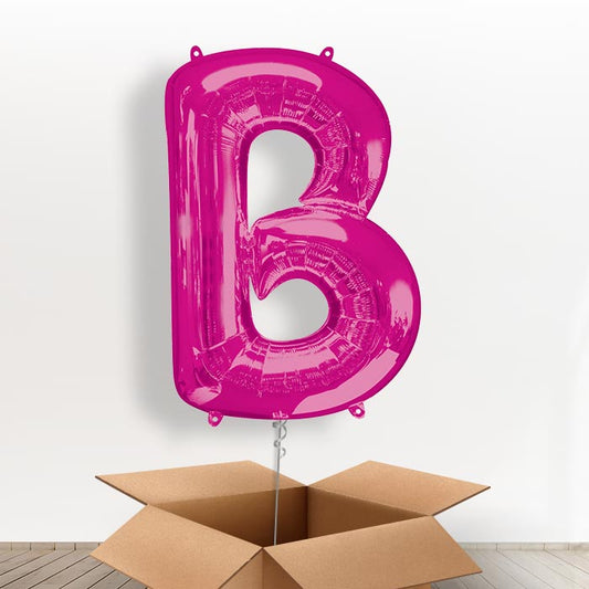 Personalised Helium Balloon Letter B in a Box- Pink - Giant Letter | Party Save Smile