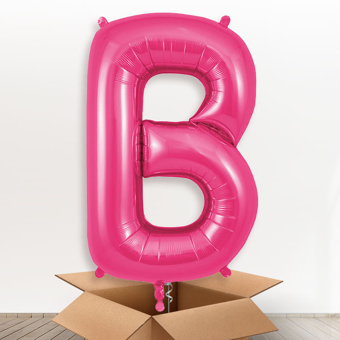 Personalised Helium Balloon Letter B in a Box- Pink - Giant Letter | Party Save Smile