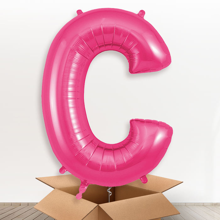 Personalised Letter C Helium Balloon in a Box - Pink - Giant Letter | Party Save Smile