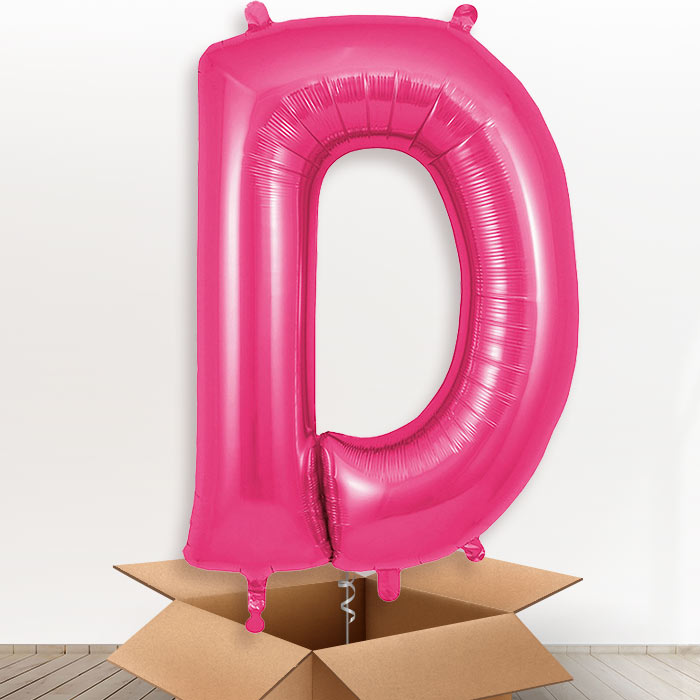 Personalised D Helium Balloon in a Box - Pink - Giant Letter | Party Save Smile