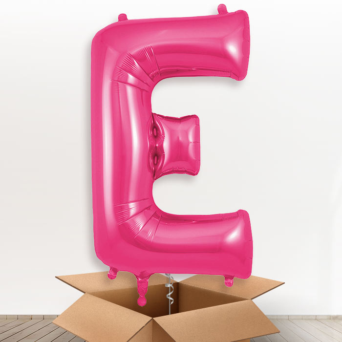 Personalised Letter E Helium Balloon in a Box - Pink - Giant Letter | Party Save Smile